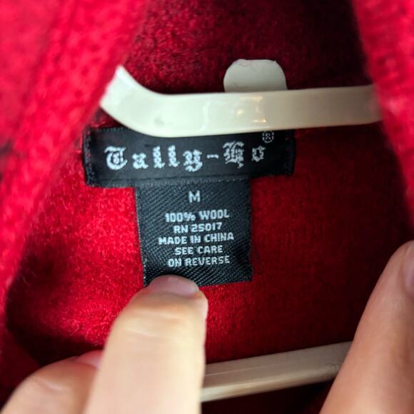 Tally-Ho Equestrian Horse Red Wool Vest Medium collar full zip Western Cowgirl - Picture 4 of 7